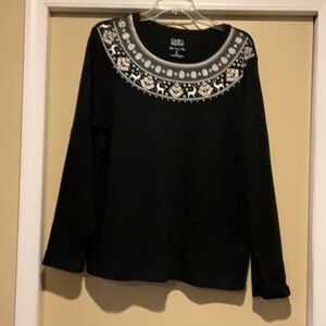 Croft & Barrow The Classic Tee Winter Theme long sleeves Embellished print